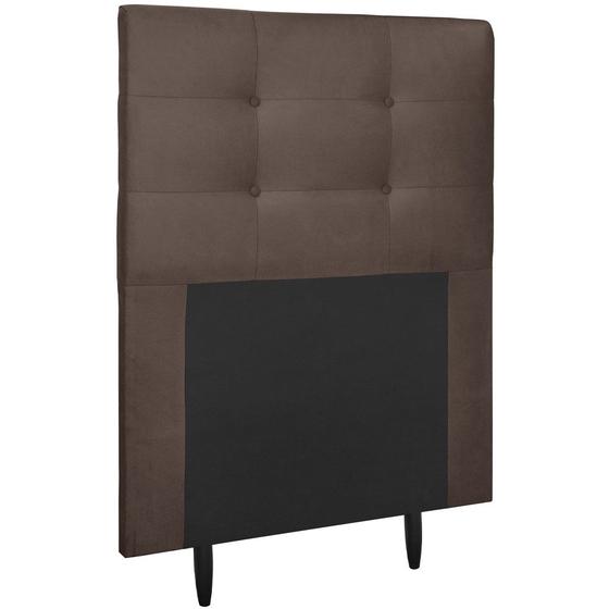 Imagem de Cabeceira Cama Box Solteiro 90cm Helena Tecido Suede Marrom Ísis Decor