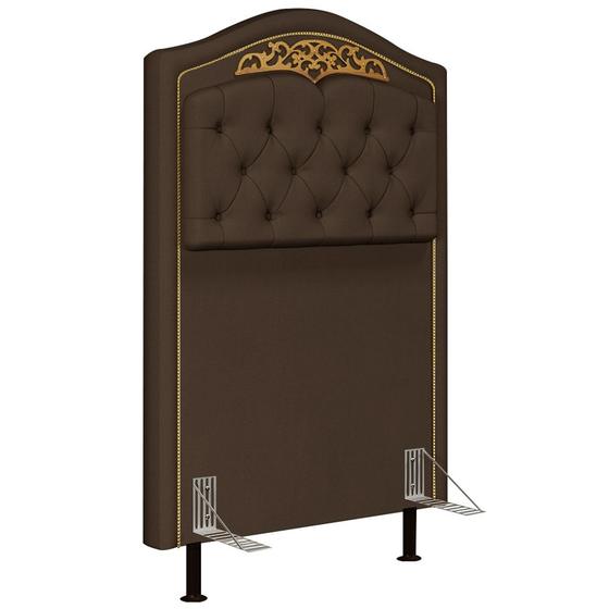 Imagem de Cabeceira Cama Box Solteiro 90cm Imperial Veludo J02 Chocolate - Mpozenato