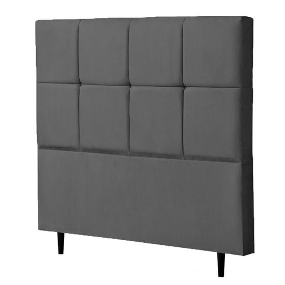 Imagem de Cabeceira Cama Box Solteiro 90cm Roma Suede Cinza - Belliv Decor