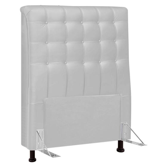 Imagem de Cabeceira Cama Box Solteiro Ciara 90cm Botonê com Frame Sintético Branco - Desk Design