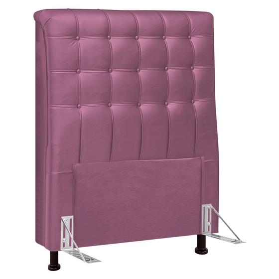 Imagem de Cabeceira Cama Box Solteiro Ciara 90cm Botonê com Frame Suede Rosa - Desk Design