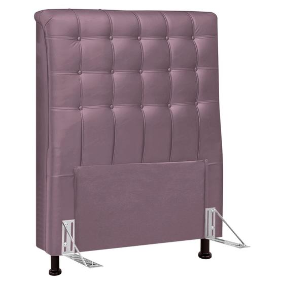 Imagem de Cabeceira Cama Box Solteiro Ciara 90cm Botonê com Frame Veludo Rosê - Desk Design