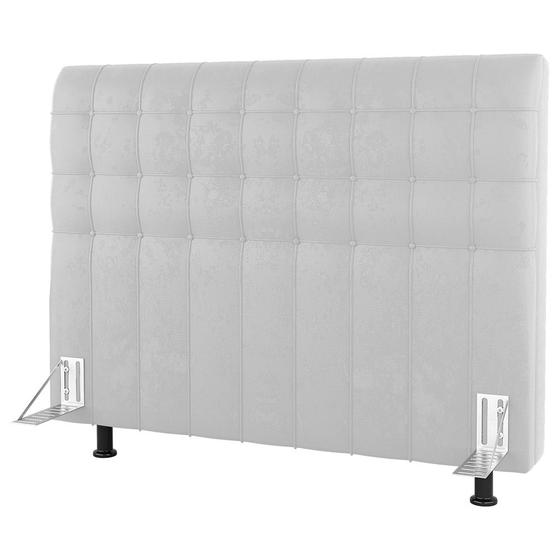 Imagem de Cabeceira Cama Box Solteiro Dahlia 90cm Com Frame Sintético Branco - Desk Design