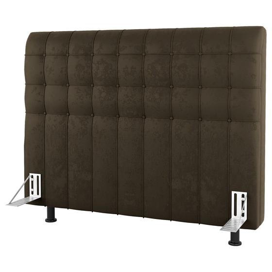 Imagem de Cabeceira Cama Box Solteiro Dahlia 90cm Com Frame Suede Marrom - Desk Design