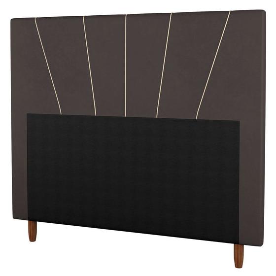 Imagem de Cabeceira Cama Box Solteiro Dallas 90cm Suede Marrom - Desk Design