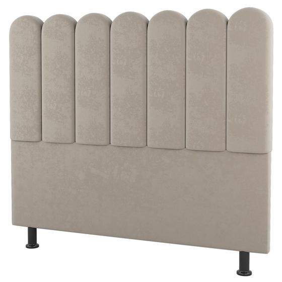 Imagem de Cabeceira Cama Box Solteiro Lana 90cm Suede Bege - Desk Design