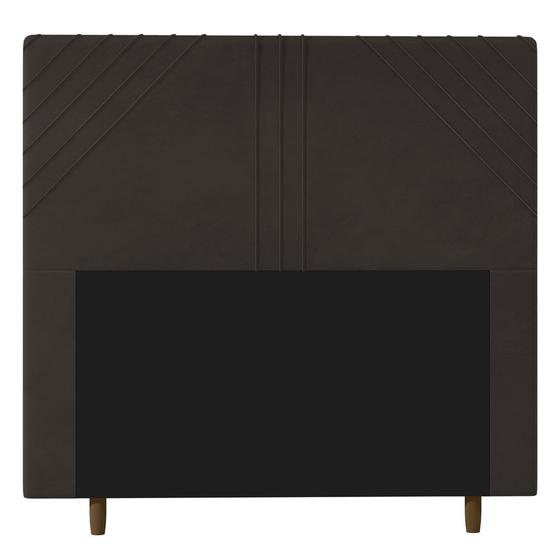 Imagem de Cabeceira Cama Box Solteiro Lisboa 90cm Suede Marrom - Desk Design