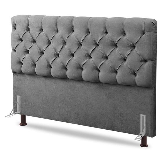 Cabeceira Cama Box Solteiro Lylla 90cm Capitonê com Frame Suede Cinza - Desk Design Menor preço em Cabeceira Cama Box Solteiro Lylla 90cm Capitonê com Frame Suede Cinza - Desk Design