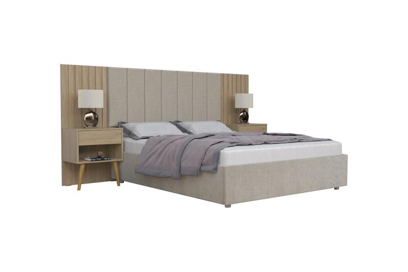 Cabeceira cama casal box zara com mesa de cabeceira hanover Menor preço em Cabeceira cama casal box zara com mesa de cabeceira hanover