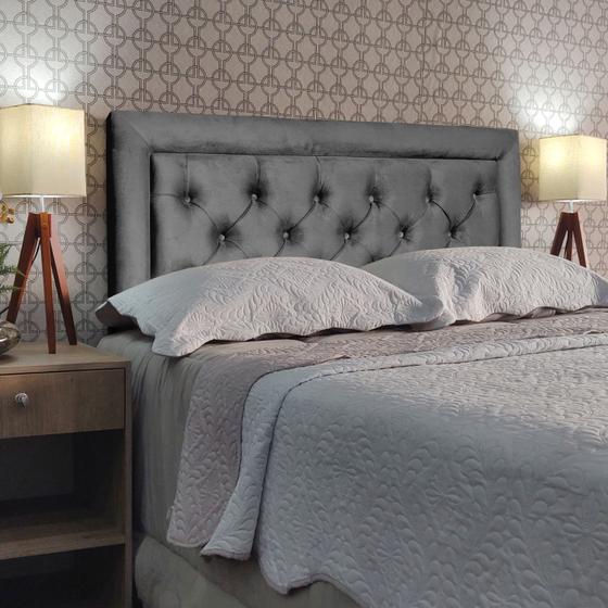 Imagem de Cabeceira Cama Casal Capitone Luxor Suede Cinza 60 RBL