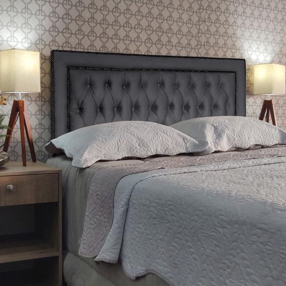 Imagem de Cabeceira Cama Casal Capitonê Sophia Diamond 2 Suede Cinza 120 RBL