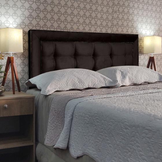 Imagem de Cabeceira Cama Casal Lexus Diamond 2 Suede Marrom 120 RBL