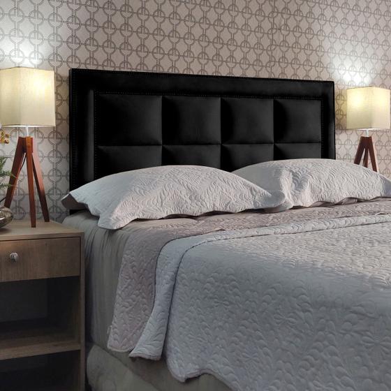 Imagem de Cabeceira Cama Casal Módena H8 Diamond 2 Suede Preto 120 RBL