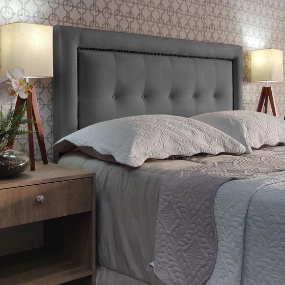 Imagem de Cabeceira Cama Casal Veneza 05 Diamond Suede Cinza 60 RBL