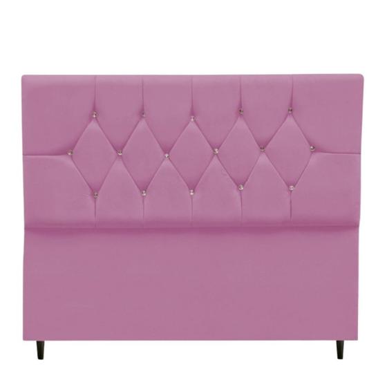 Imagem de Cabeceira Cama Estofada Box Queen 160 cm Geovana Suede Rosê