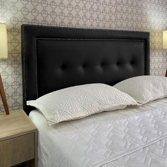 Imagem de Cabeceira Cama King Veneza 05 Diamond 2 Com tachas Corano Preto 60 RBL