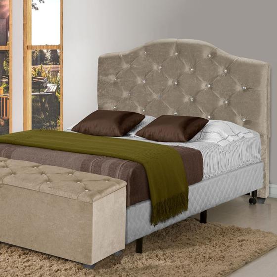 Imagem de Cabeceira Cama Queen Munik Estofada 160 com Strass Cor: Bege