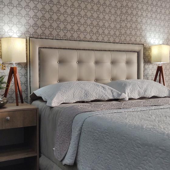 Imagem de Cabeceira Cama Queen Veneza 10 Diamond 2 Com Tachas Corano Bege 60 RBL