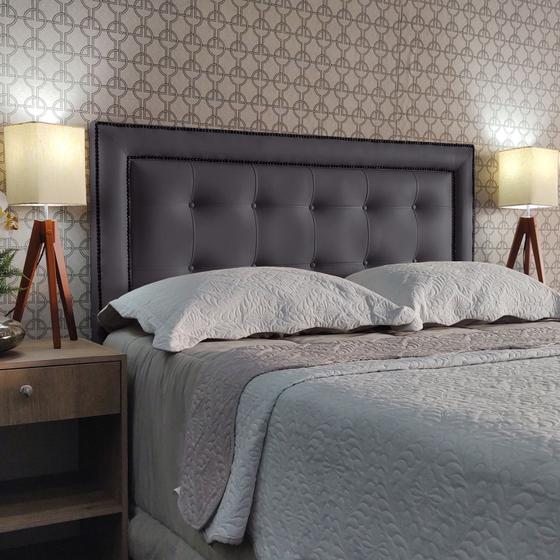 Imagem de Cabeceira Cama Queen Veneza 10 Diamond Com Tachas Corano Cinza 120 RBL