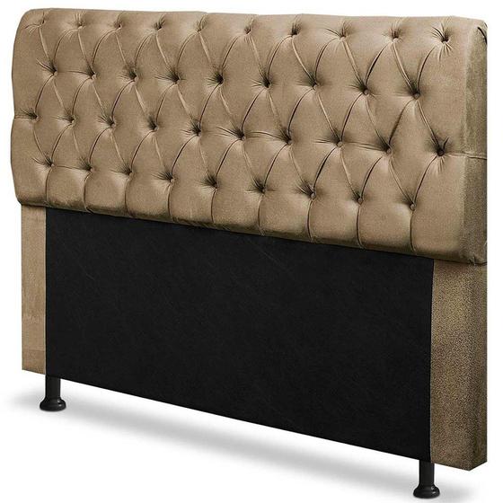 Imagem de Cabeceira Capitonê Casal King 195cm Para Cama Box Paris Suede Capuccino - DS Móveis