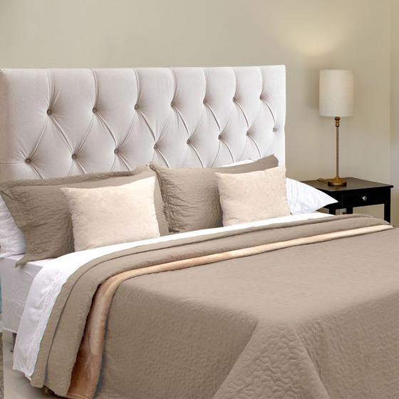 Cabeceira Capitonê Luna Suede Liso Bege Casal 140 x 60 Menor preço em Cabeceira Capitonê Luna Suede Liso Bege Casal 140 x 60