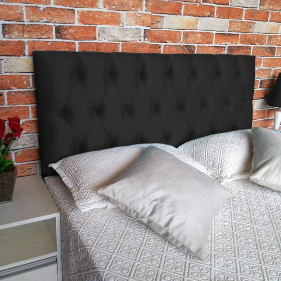 Cabeceira Capitone Luna Suede Liso Preto Queen RBL 160 x 120 Menor preço em Cabeceira Capitone Luna Suede Liso Preto Queen RBL 160 x 120