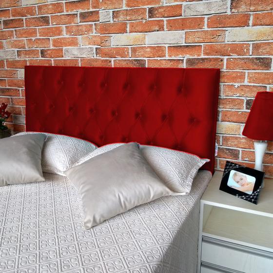 Cabeceira Capitone Luna Suede Liso Vermelho King RBL 195 x 120 Menor preço em Cabeceira Capitone Luna Suede Liso Vermelho King RBL 195 x 120