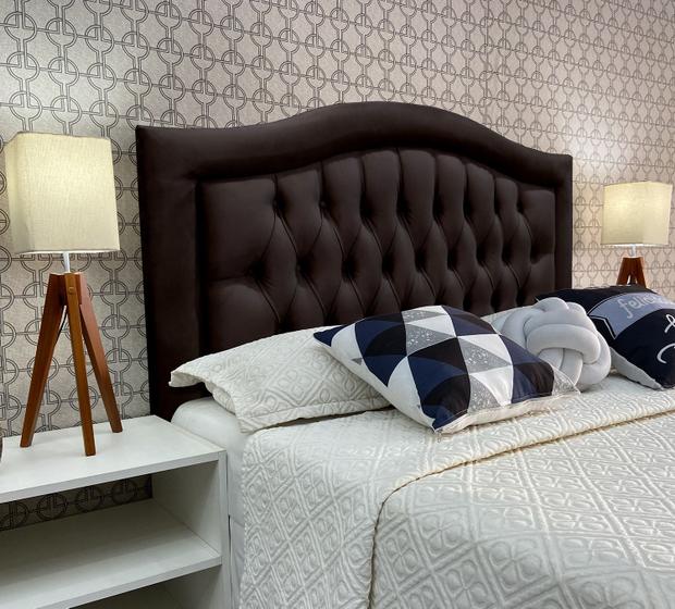 Imagem de Cabeceira Casal 140 Cama Box Sophia Provençal Marrom Suede Painel Parede RBL