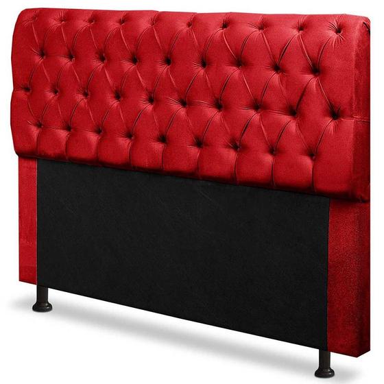 Imagem de Cabeceira Casal 140cm Para Cama Box Paris Suede Vermelho - DS Estofados