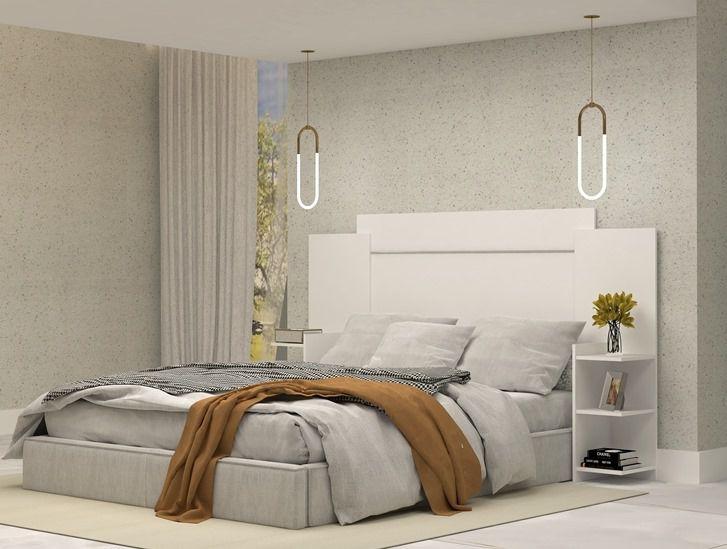 Cabeceira Casal com Criado Isabela ACP Branco - ACP Móveis - Cabeceira ...