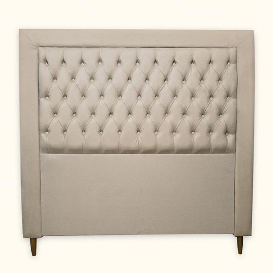 Imagem de Cabeceira Casal ELEGANCE 1,60   cm Bege suede Estofada para Cama Box  Biselos-Decor