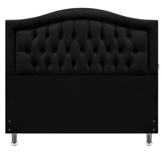 Imagem de Cabeceira Casal Estofada Capitone Provençal Suede Preto 140 x 120 RBL