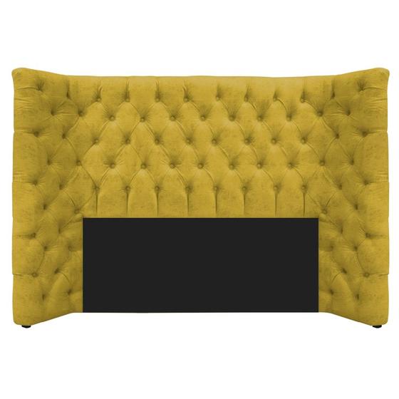 Imagem de Cabeceira Casal Everest P02 140 cm para cama Box Suede Amarelo - Amarena Móveis