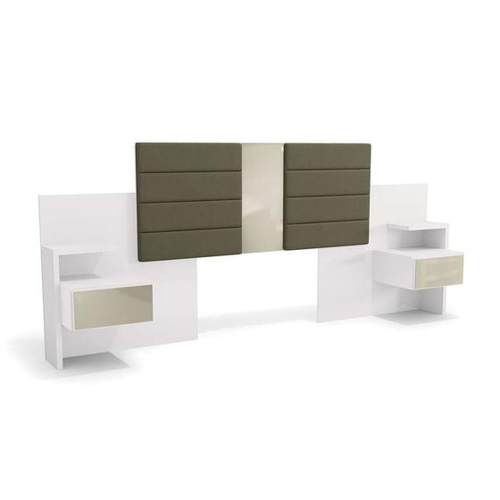 Imagem de Cabeceira Casal Extensível com Mesa de Apoio Poseidon Branca