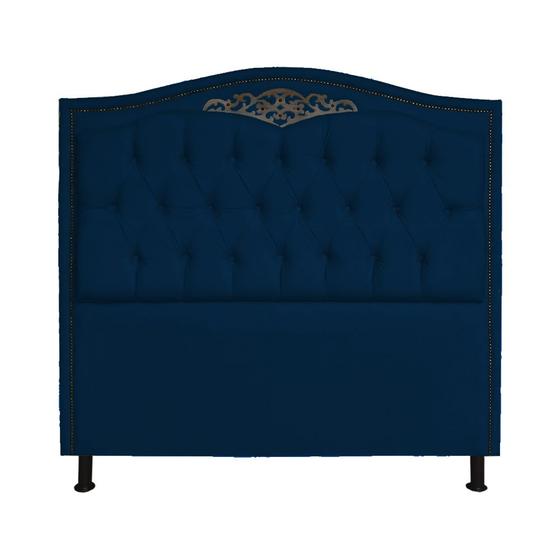 Imagem de Cabeceira Casal King 195cm Para Cama Box Greta Suede Azul Marinho - DS Estofados