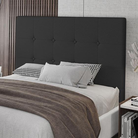 Imagem de Cabeceira Casal Lua 140cm Material Sintético Preto Com Frame Patoti Móveis