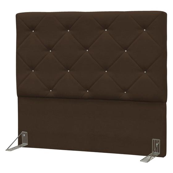 Imagem de Cabeceira Casal Oásis 140 cm Suede Liso Marrom Chocolate - D'Monegatto