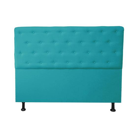 Imagem de Cabeceira Casal Queen  Juliana 160cm Para Cama Box Suede Azul Turquesa - DS Estofados