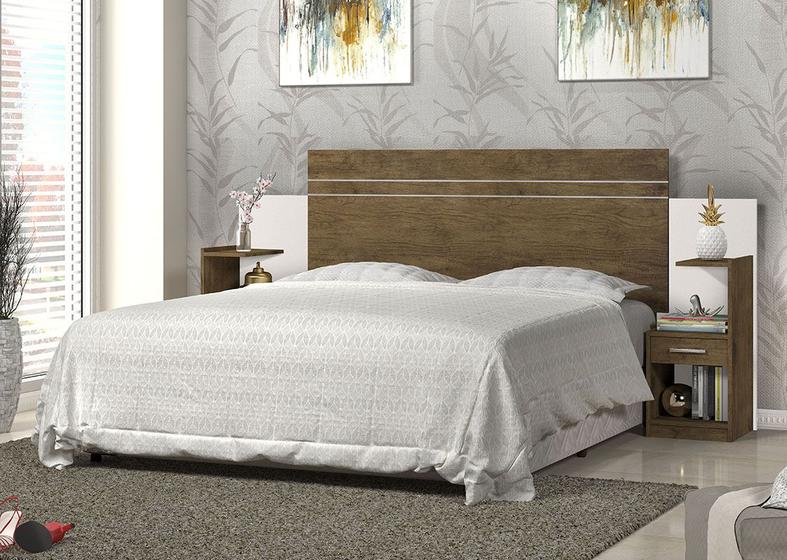 Imagem de Cabeceira Casal Queen Regulável Flex Moana Jequitibá/Off White J&A 140/160x36x110