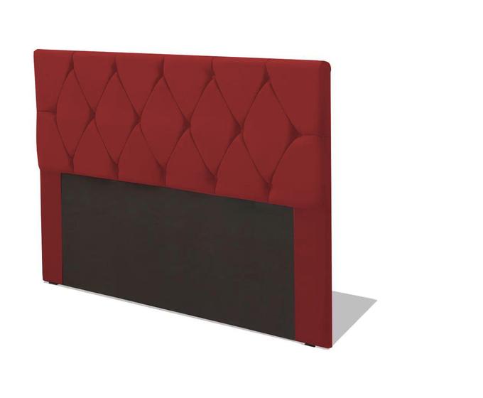 Imagem de Cabeceira Casal suede vermelha  1,95 cm Estofada com Botão para Cama Box Atena Biselos-Decor