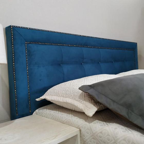 Imagem de Cabeceira Casal Veneza Diamond 10 Suede Azul Royal 140 X 60 cm RBL