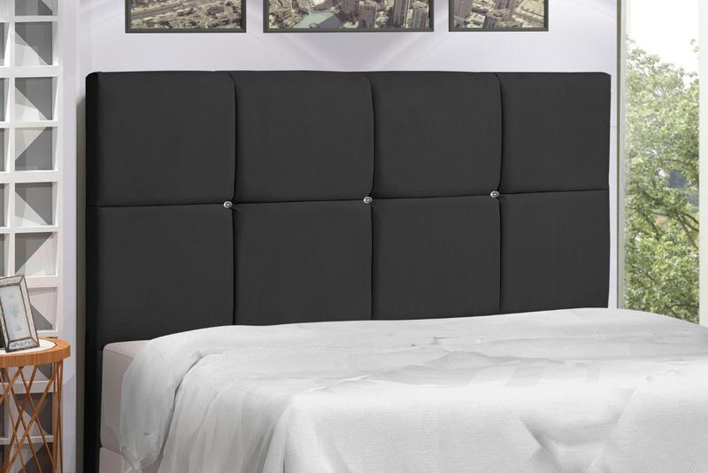 Imagem de Cabeceira Civic Estofada Com Botão de Strass para Cama Box Solteiro 94Cm Preto -