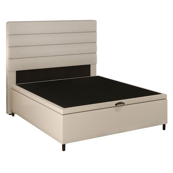 Imagem de Cabeceira com Base Cama Box Baú Casal 138x188cm Hit ID5 Corano Bege/Linho Cru - Mpozenato