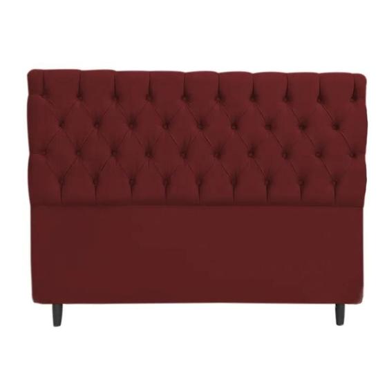 Imagem de Cabeceira com Botões King SRJ Suede Cor Bordo 195 cm