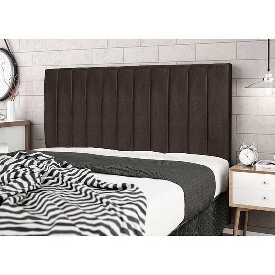 Imagem de Cabeceira Corolla Marrom Estofada para Cama Box Casal 144Cm Quarto Luxo - CasaLar Decor