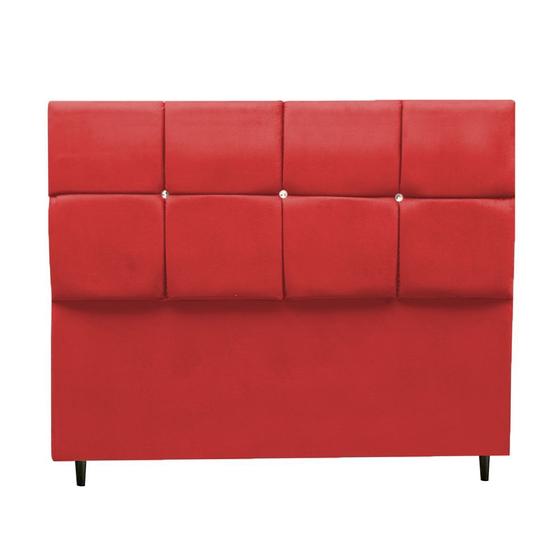 Imagem de Cabeceira Cristal Para Cama Box Casal 140 cm Suede Vermelho - CabrunShop