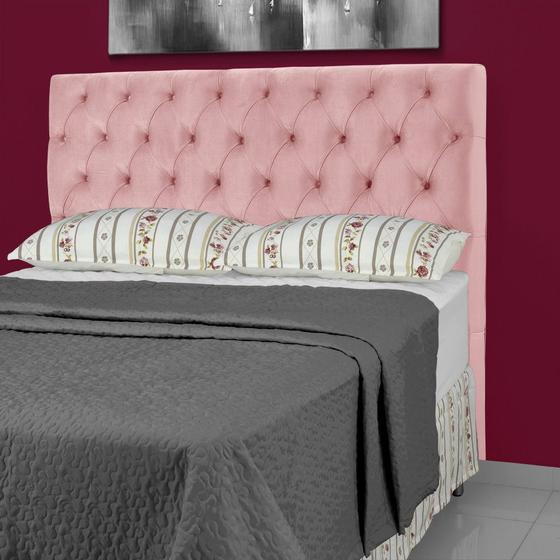 Imagem de Cabeceira de Cama Box Casal 138 cm Larhome Versalite Suede Veludo Rosa