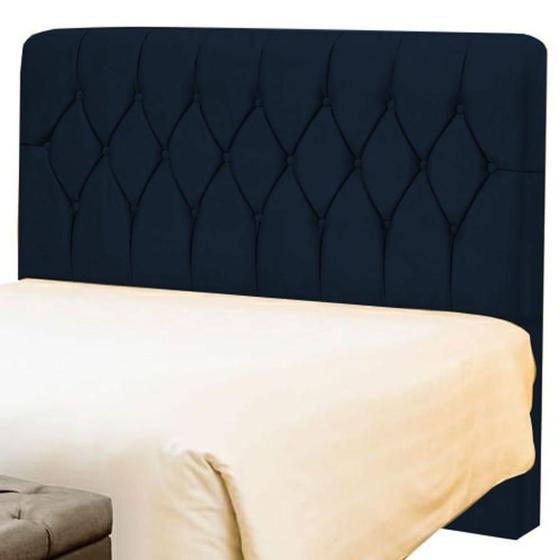 Imagem de Cabeceira de Cama Box Casal 140 cm Capitone Istambul Dobuê  - Azul Marinho