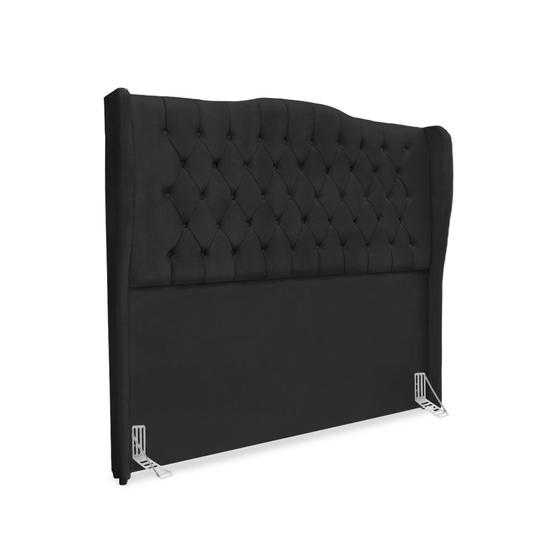 Cabeceira de Cama Box Casal 140 cm Dubai Premium - Veludo Preto Menor preço em Cabeceira de Cama Box Casal 140 cm Dubai Premium - Veludo Preto