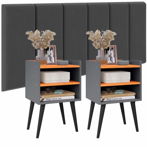 Imagem de Cabeceira de Cama Box Casal com Mesa Cabeceira Compacta para Quarto